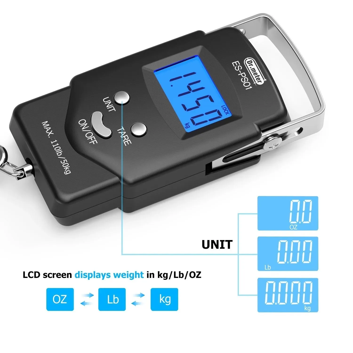 110lb/50kg Electronic Balance Digital Fishing Postal Hanging Hook Scale
