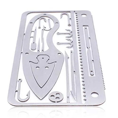 18-in-1 Survival tool card, EDC wallet multifunction Survival tool kit for camping, hiking, fishing equipment