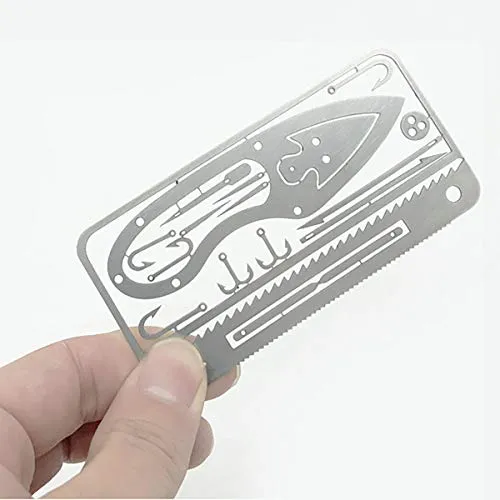 18-in-1 Survival tool card, EDC wallet multifunction Survival tool kit for camping, hiking, fishing equipment