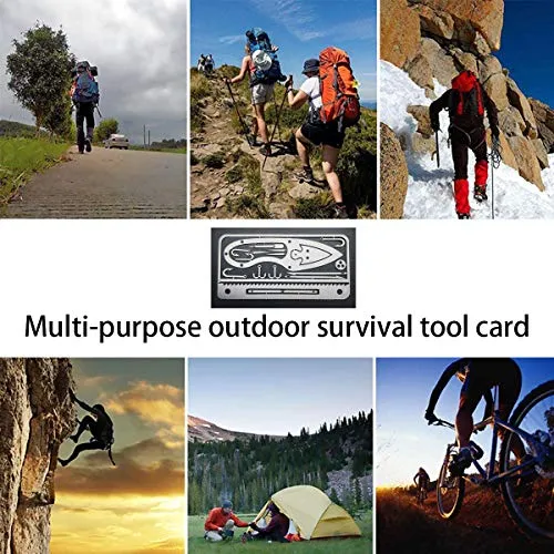 18-in-1 Survival tool card, EDC wallet multifunction Survival tool kit for camping, hiking, fishing equipment