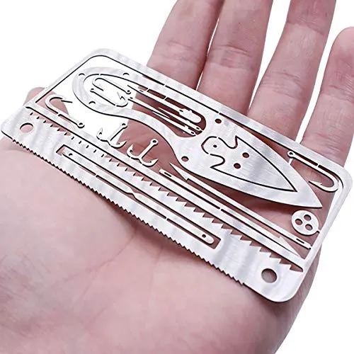 18-in-1 Survival tool card, EDC wallet multifunction Survival tool kit for camping, hiking, fishing equipment