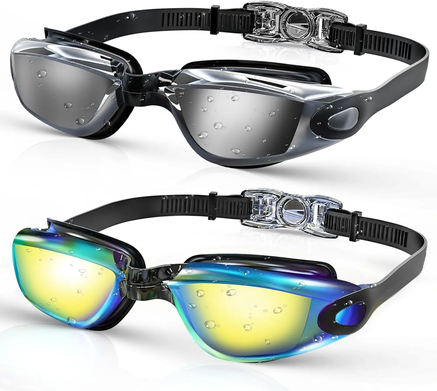 2 Pack Swimming Goggles, Pool Swimming Goggles for Adults & Kids