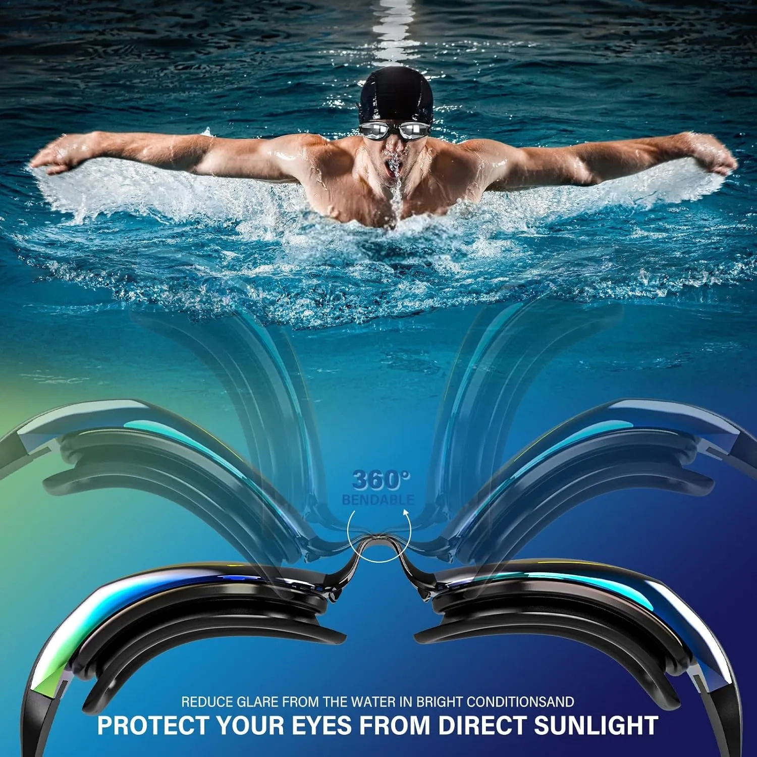 2 Pack Swimming Goggles, Pool Swimming Goggles for Adults & Kids