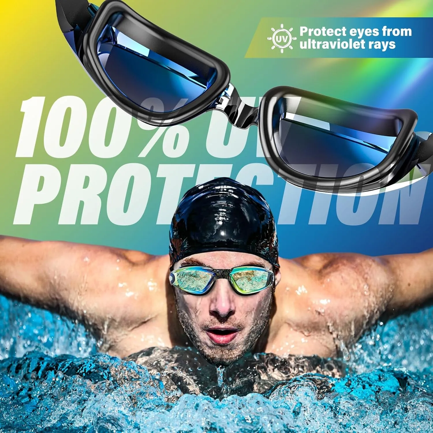 2 Pack Swimming Goggles, Pool Swimming Goggles for Adults & Kids