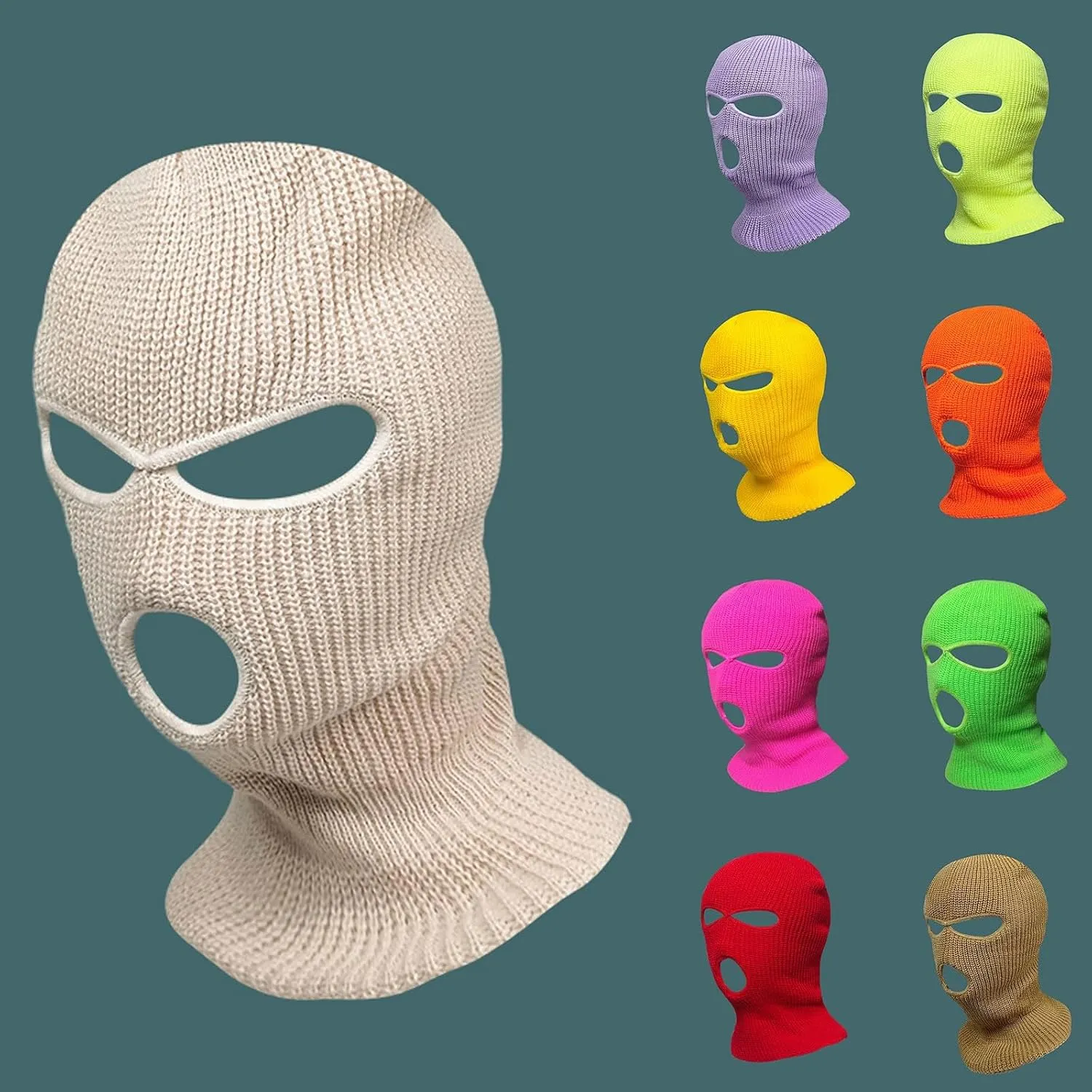 3 Hole Ski Masksfor Unisex Winter Warm Knitted Masksfull Face Cover Ski Masksbalaclava Face Cover for Outdoor Sports