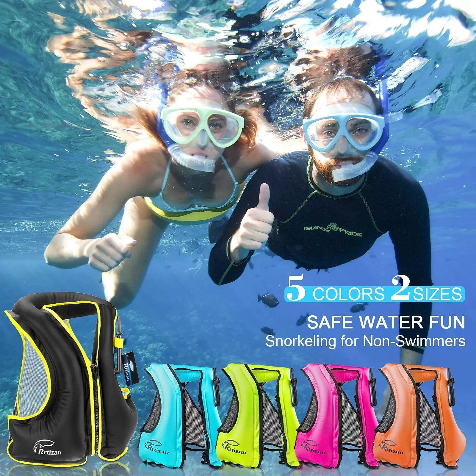 Adults Inflatable Swim Vest, Portable Snorkel Vest for Women, Buoyancy Aid Jackets, Pink, S/M