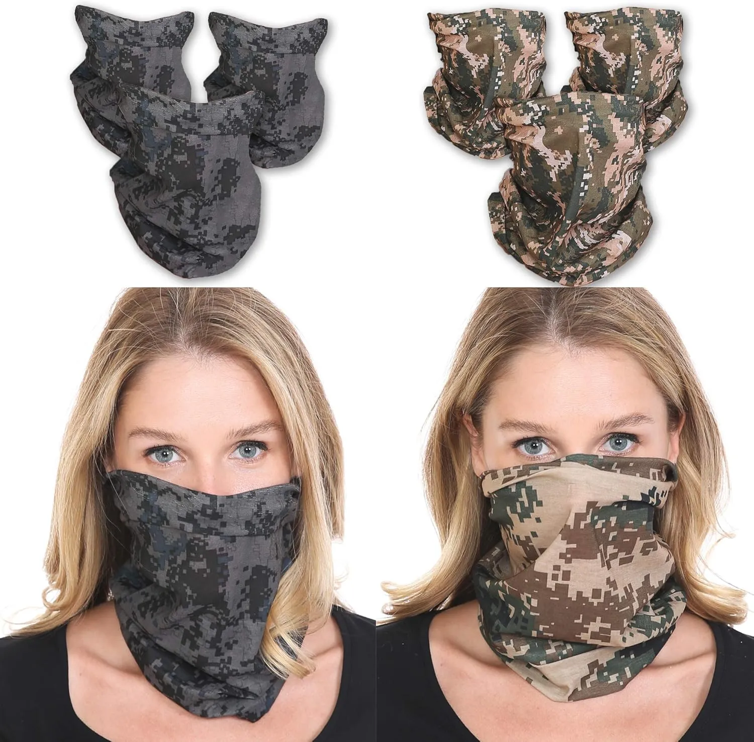 Balaclava Face Mask, Neck Gaiter, UV Protector Hood Motorcycle Ski Snowboarding Cycling Hunting Scarf for Men Women Kids (Camo Black, Original)