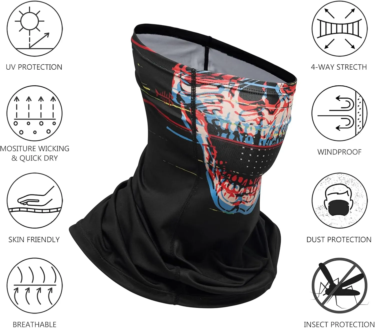 BASSDASH Neck Gaiter Mask UPF 50 Sun Protection for Men & Women, Fishing, Hiking, Outdoor