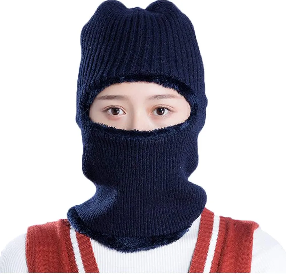 Cold Weather Knitted Balaclava Beanie Hat Full Face Ski Mask Winter Warm Windproof Face Mask for Men Women