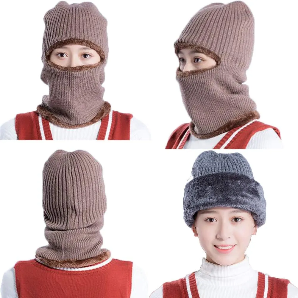 Cold Weather Knitted Balaclava Beanie Hat Full Face Ski Mask Winter Warm Windproof Face Mask for Men Women