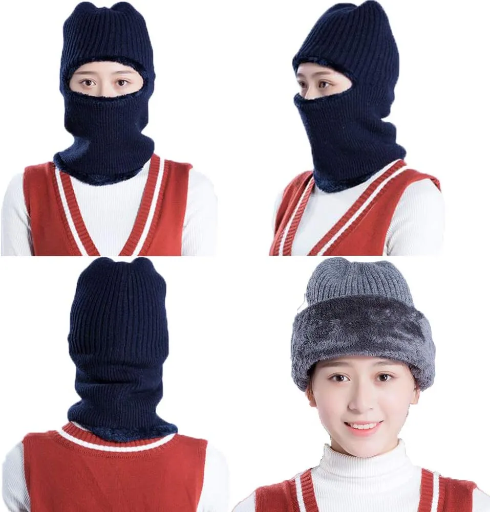 Cold Weather Knitted Balaclava Beanie Hat Full Face Ski Mask Winter Warm Windproof Face Mask for Men Women