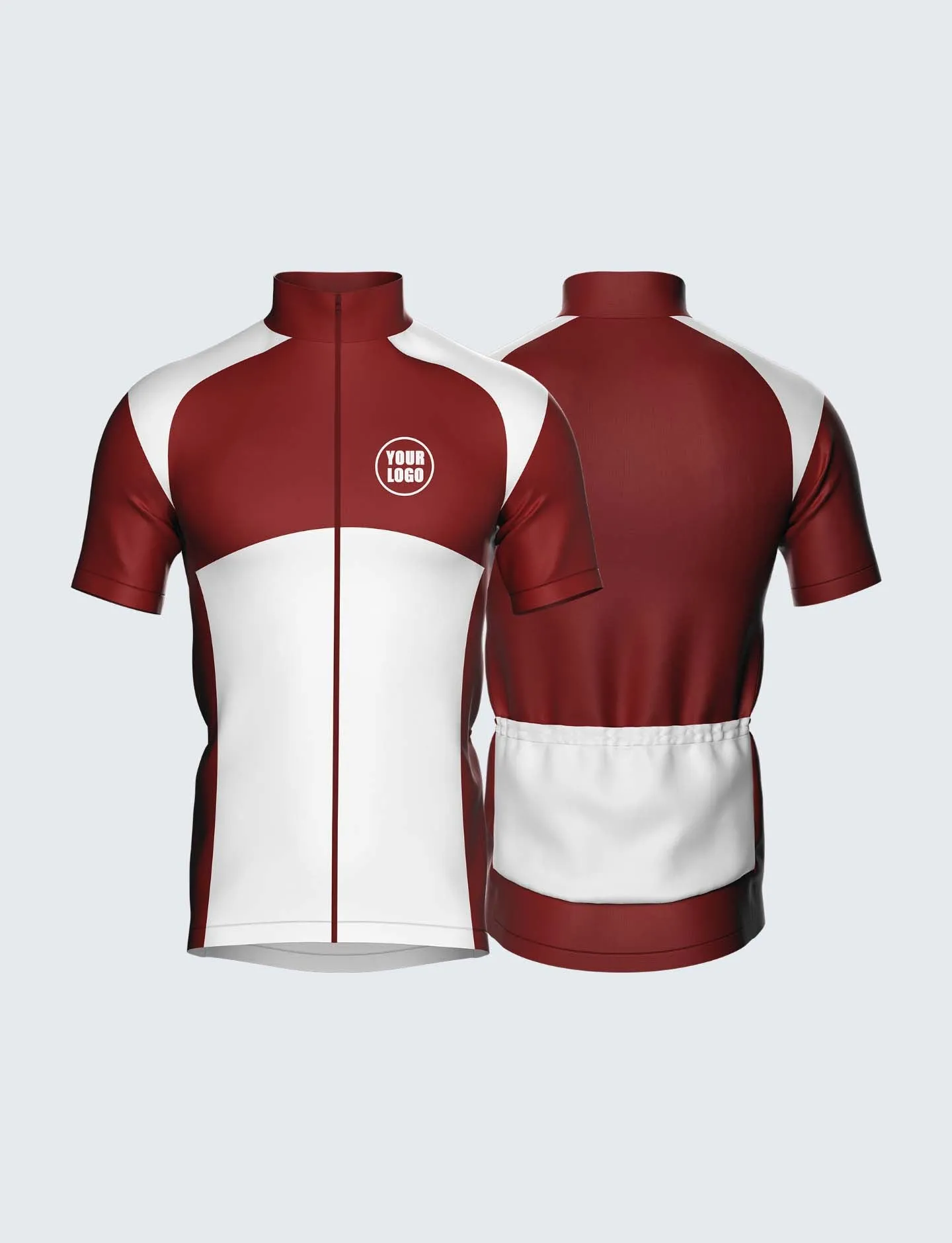 Custom Men's Quarter-Zip Cycling Jersey Maroon & White - 1932MN_CYT