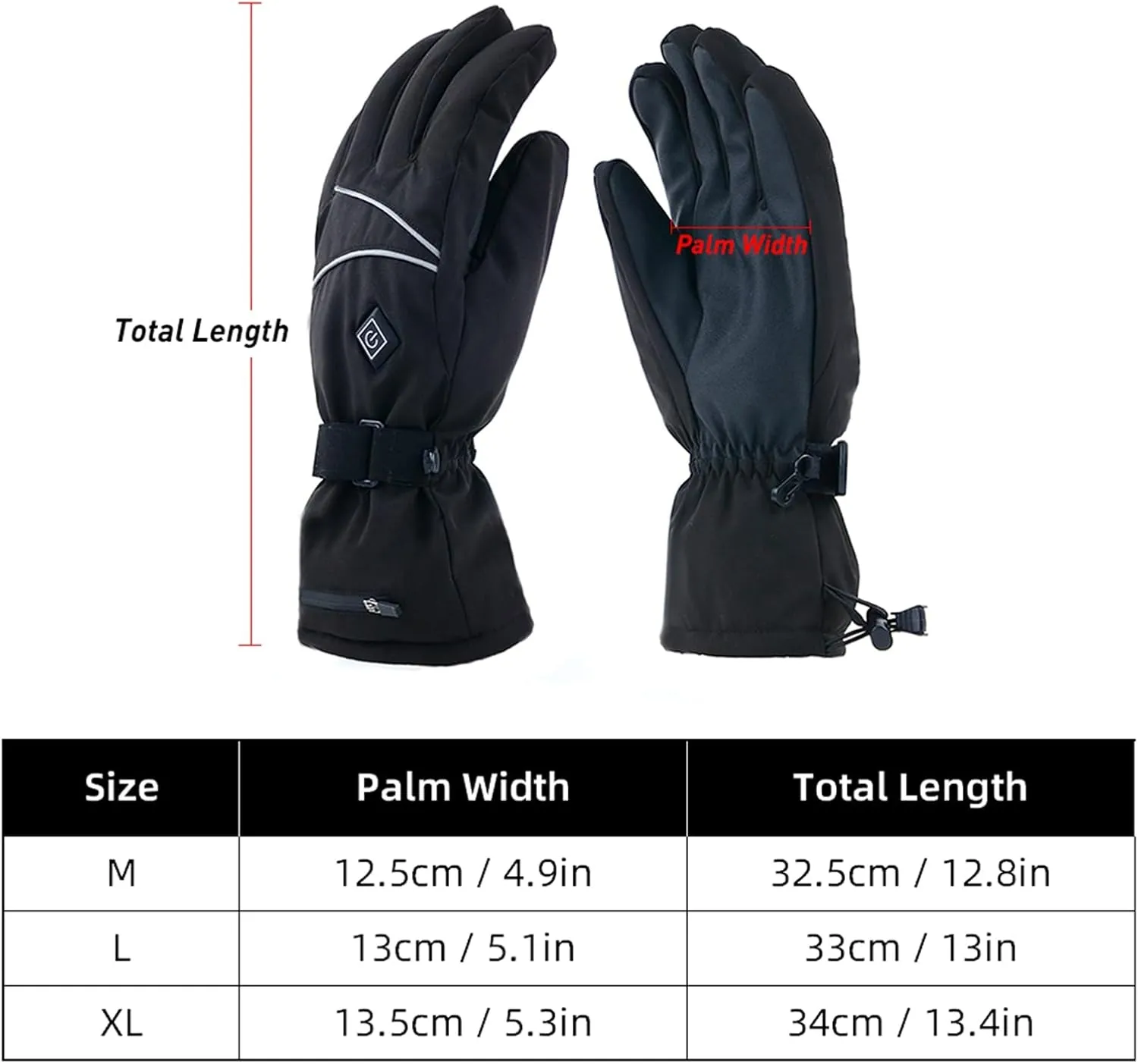 Electric Heated Gloves with Adjustable Temperature Settings,Conductive Fingers Gloves for Cycling Skiing Hiking