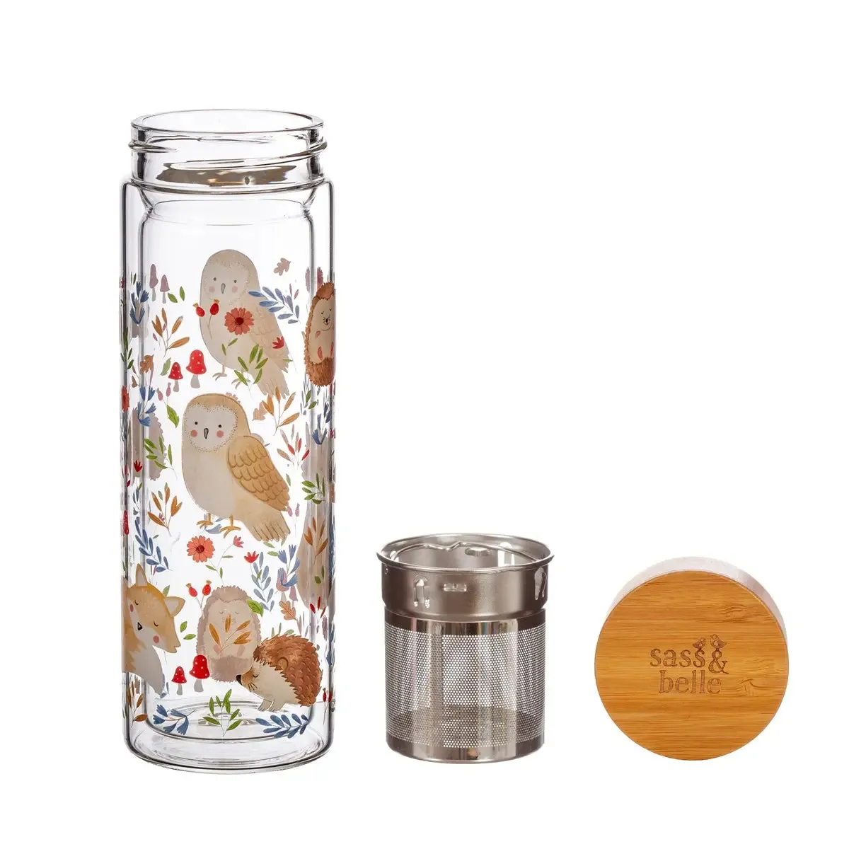 Forest Folk Glass Water Bottle with Infuser