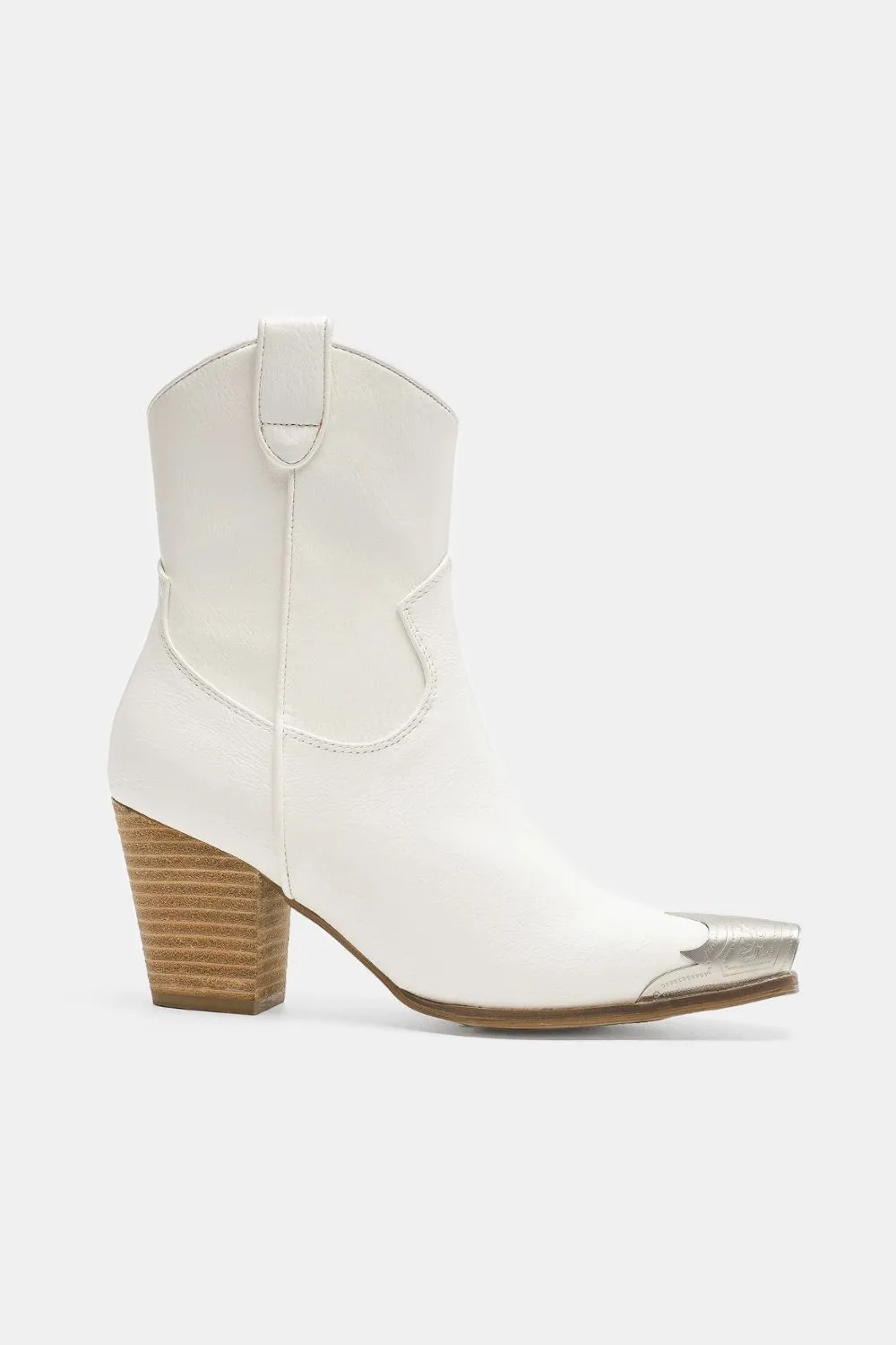 Fort White Ankle Boots with Metal Tip