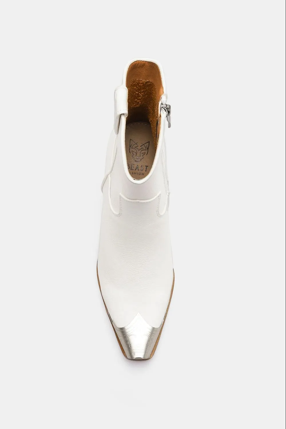 Fort White Ankle Boots with Metal Tip