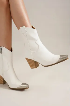 Fort White Ankle Boots with Metal Tip