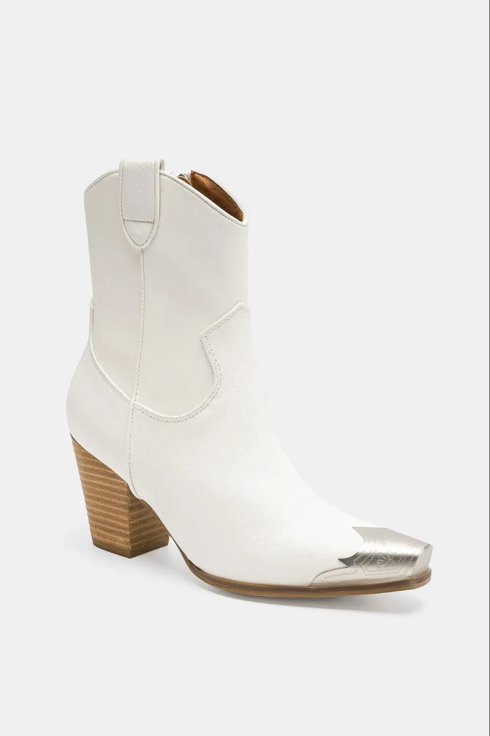 Fort White Ankle Boots with Metal Tip