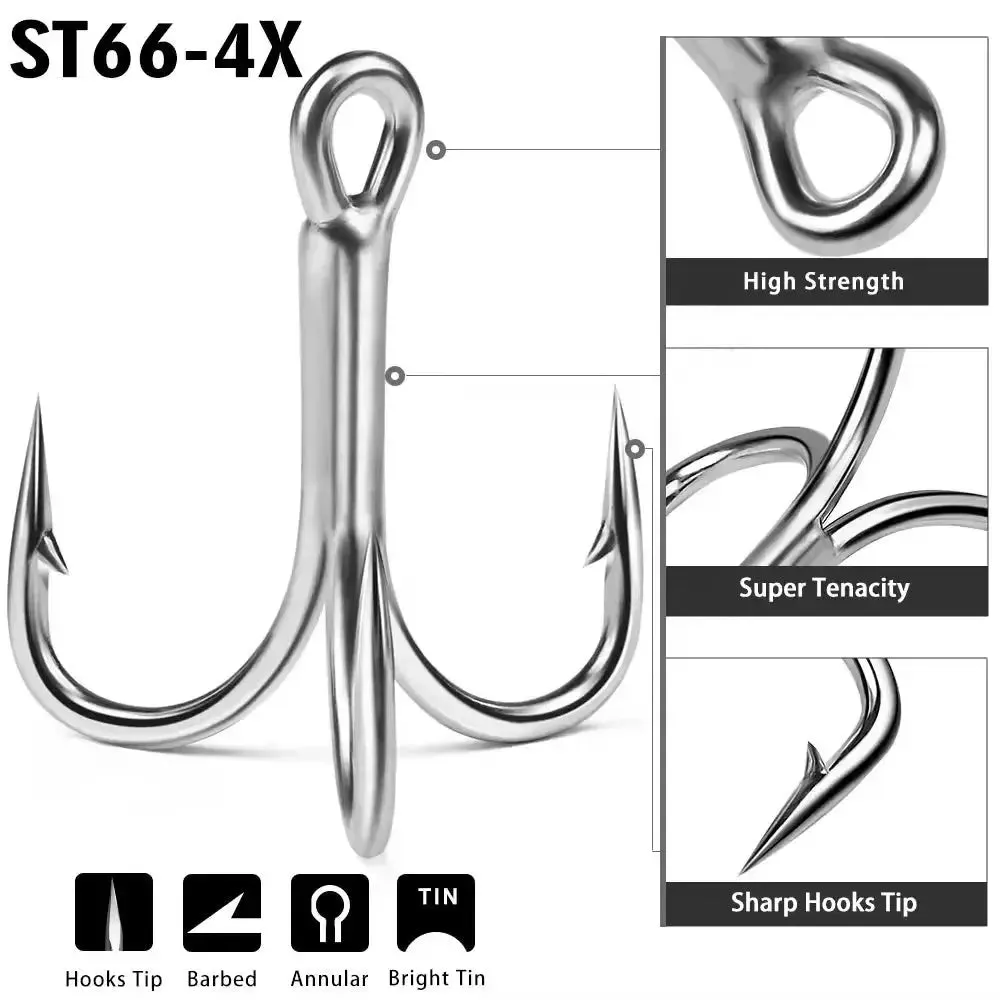 Lureswholesale® Treble Fishing High Carbon Steel Hook