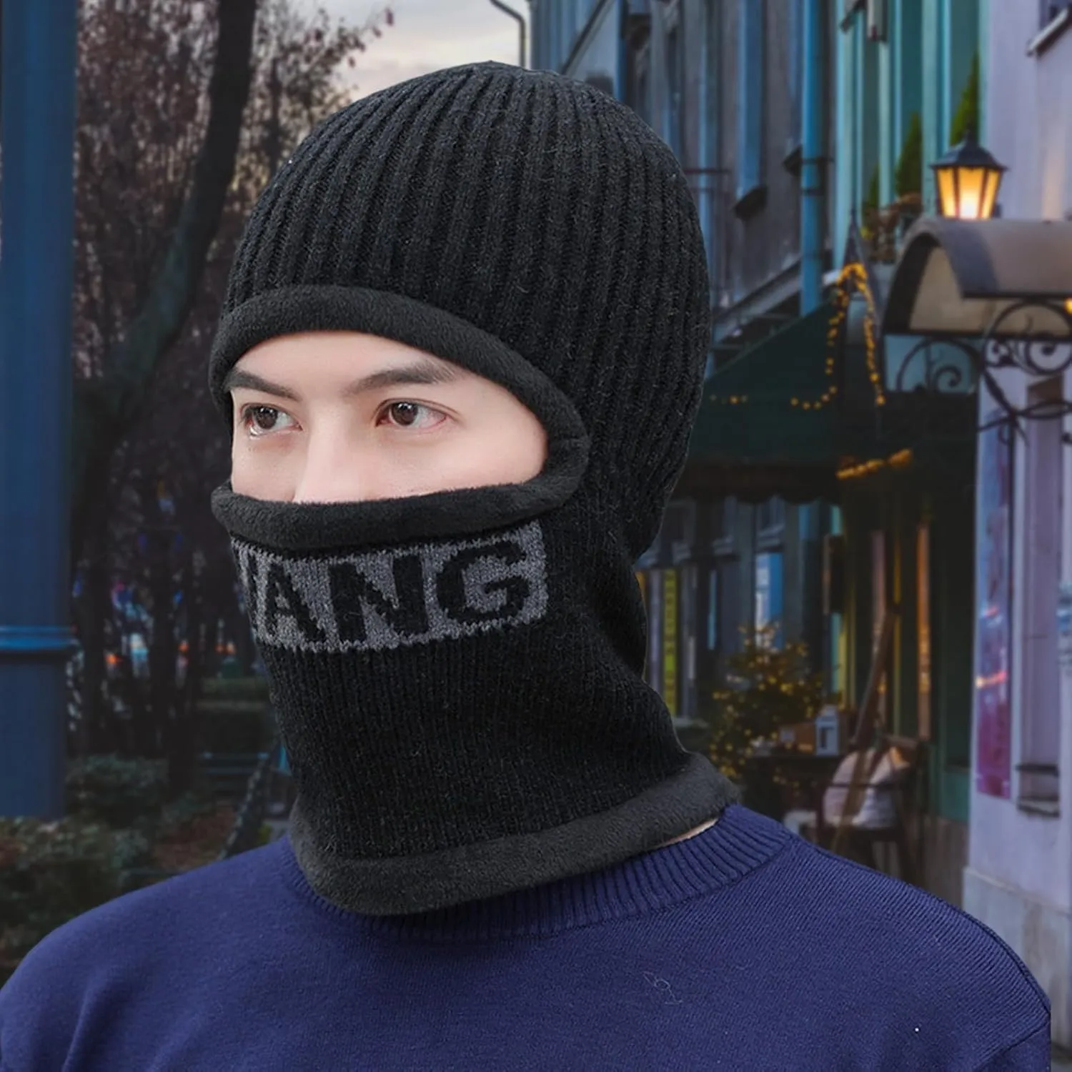 Men Knitted Balaclava Trendy Windproof Hood for Camping Climbing Skiing Skating