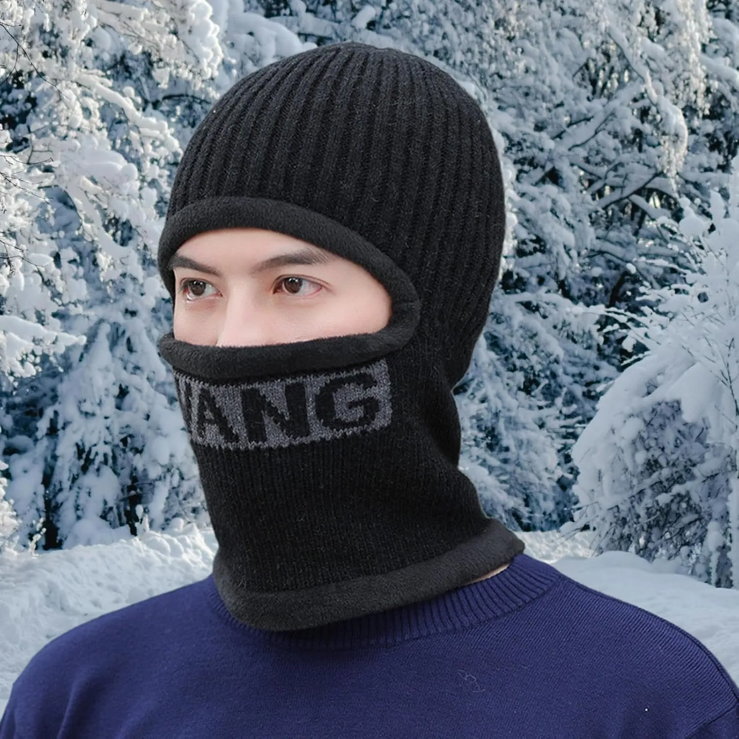 Men Knitted Balaclava Trendy Windproof Hood for Camping Climbing Skiing Skating