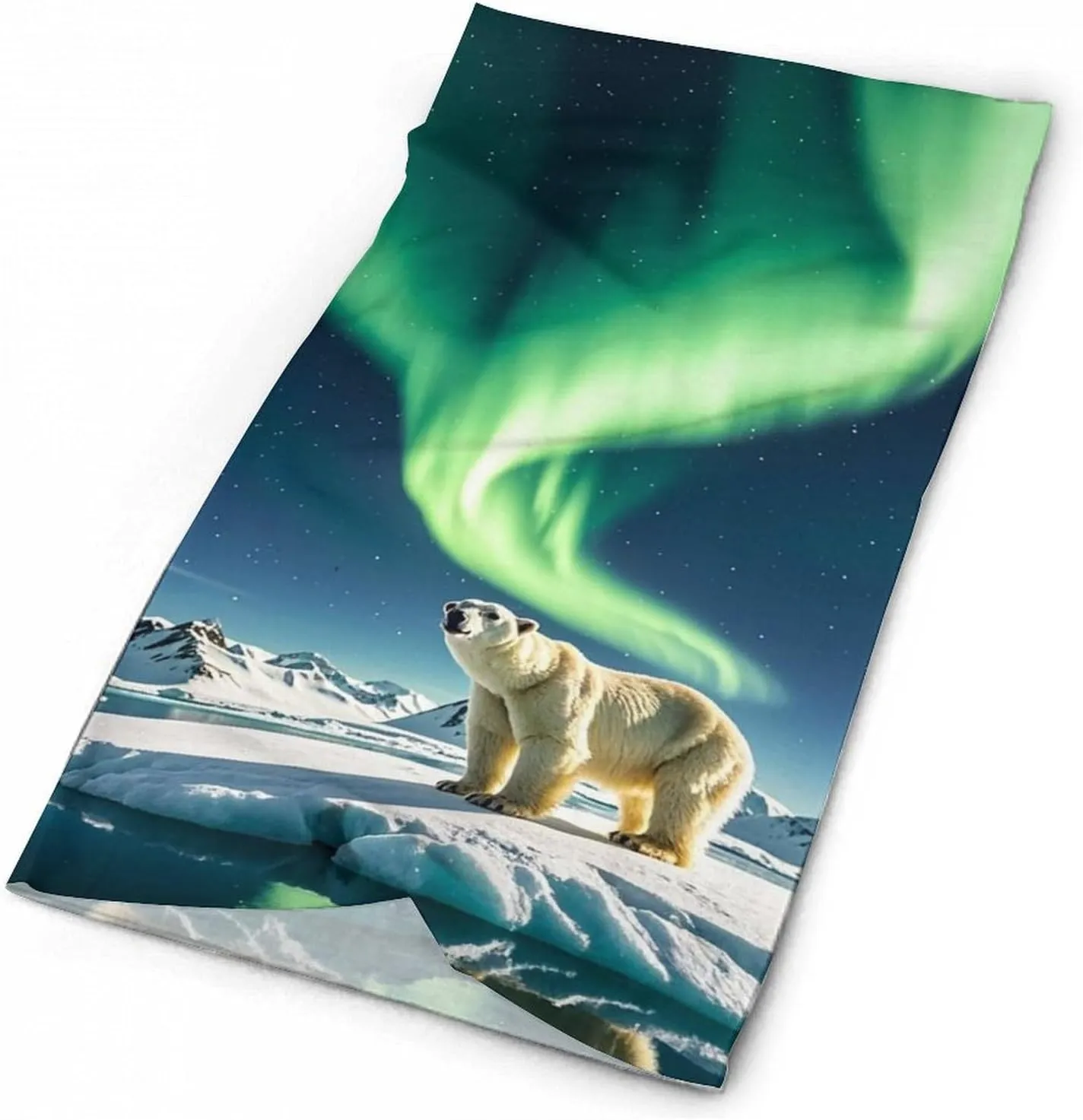 Neck Gaiter Northern Lights Polar Bear Face Cover for Men Women Cold Weather Scarf Breathable Face Mask Wind-proof Balaclava Face Mask for Skiing Fishing Hiking Cycling