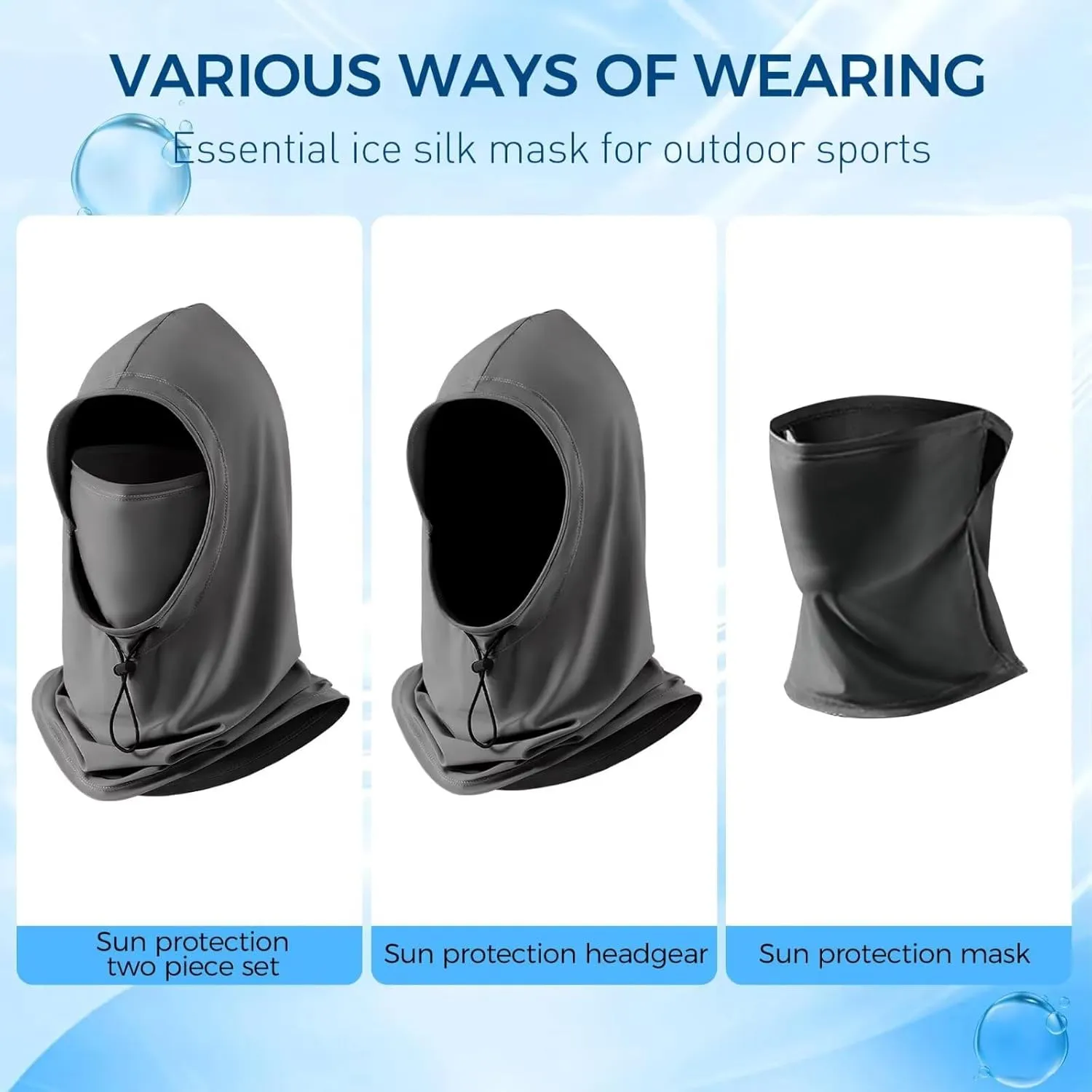 Summer Ski Mask Balaclava Face Mask, Breathable Windproof Sun Protection Hood, Hiking Full Cover
