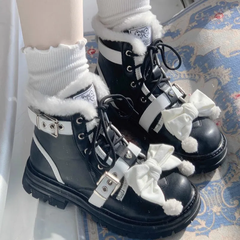 Sweet Lolita Style Plush Winter Snow Boots