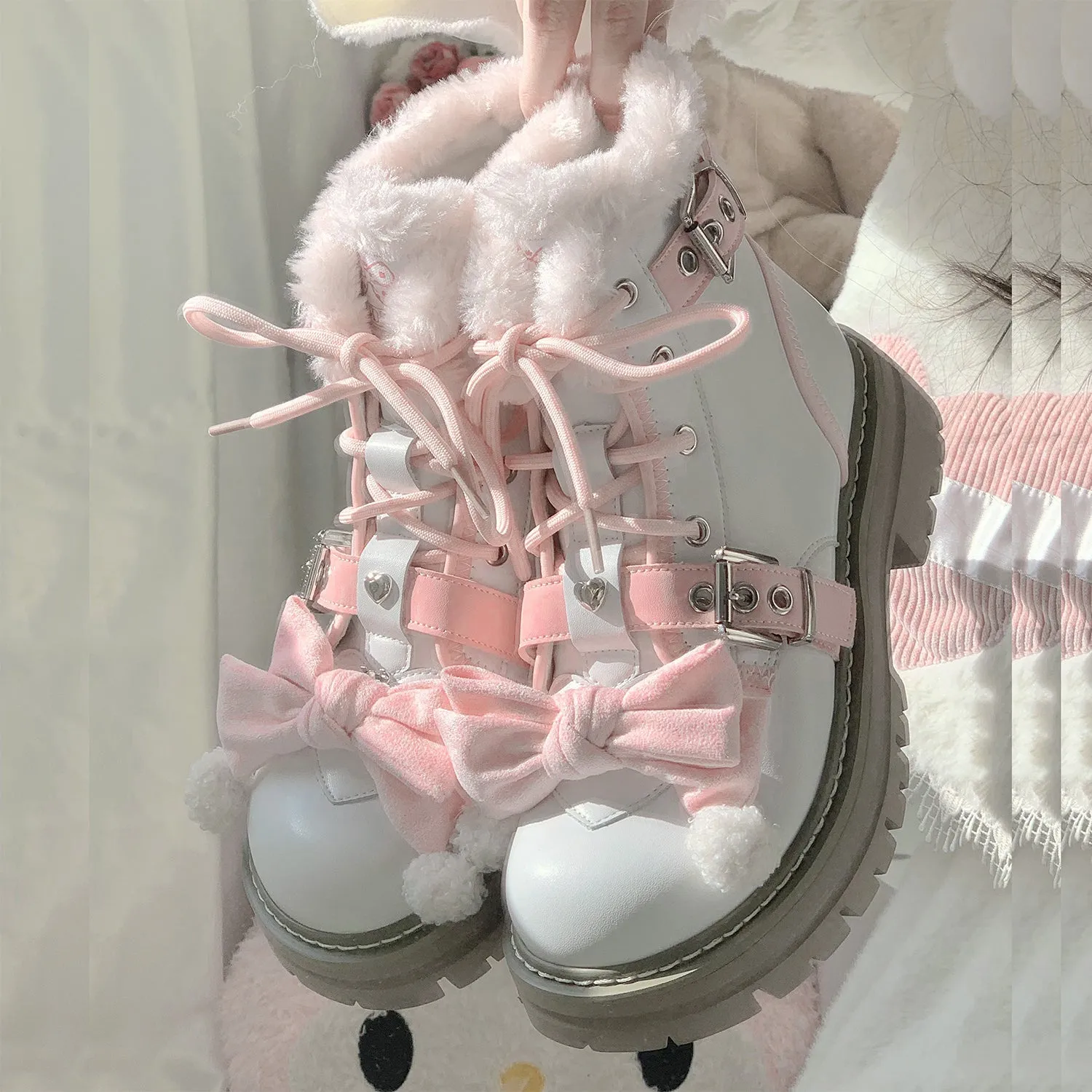 Sweet Lolita Style Plush Winter Snow Boots