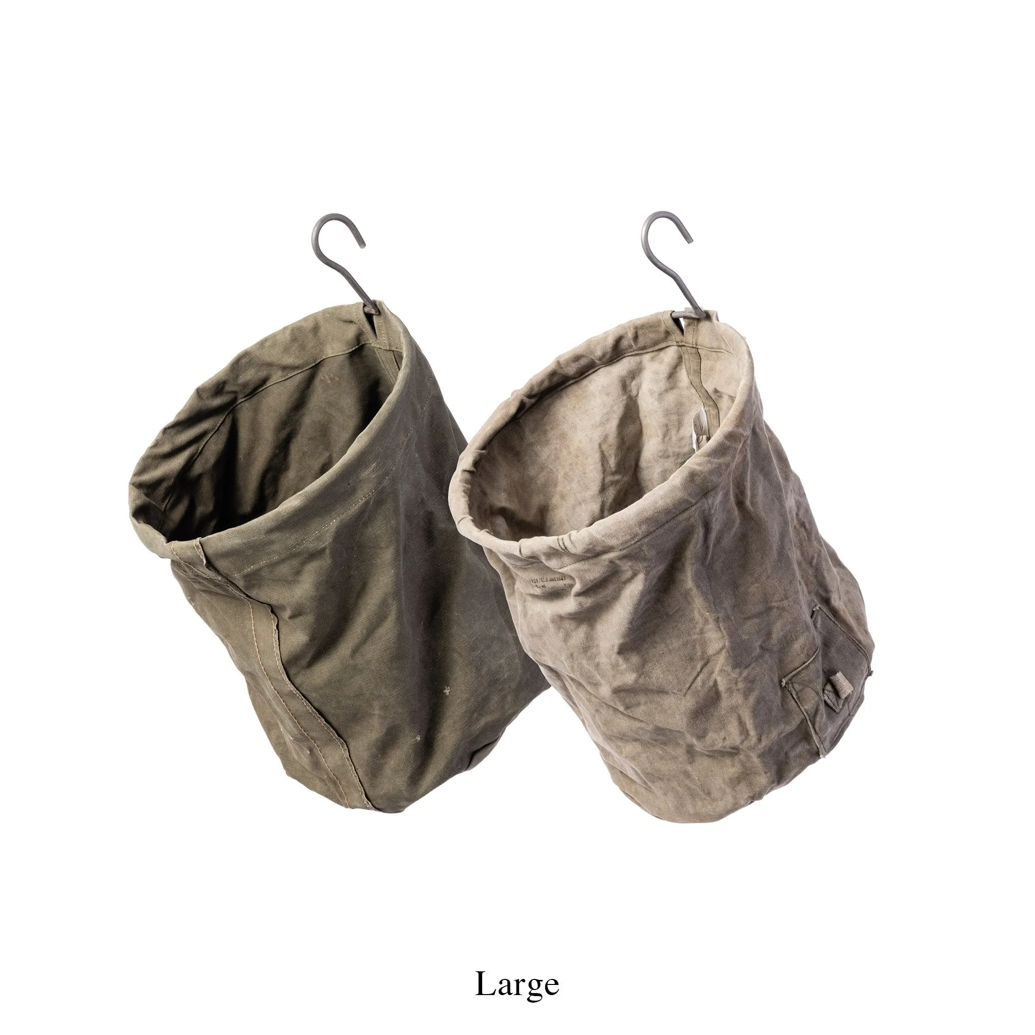 VINTAGE TENT FABRIC HOOK BASKET