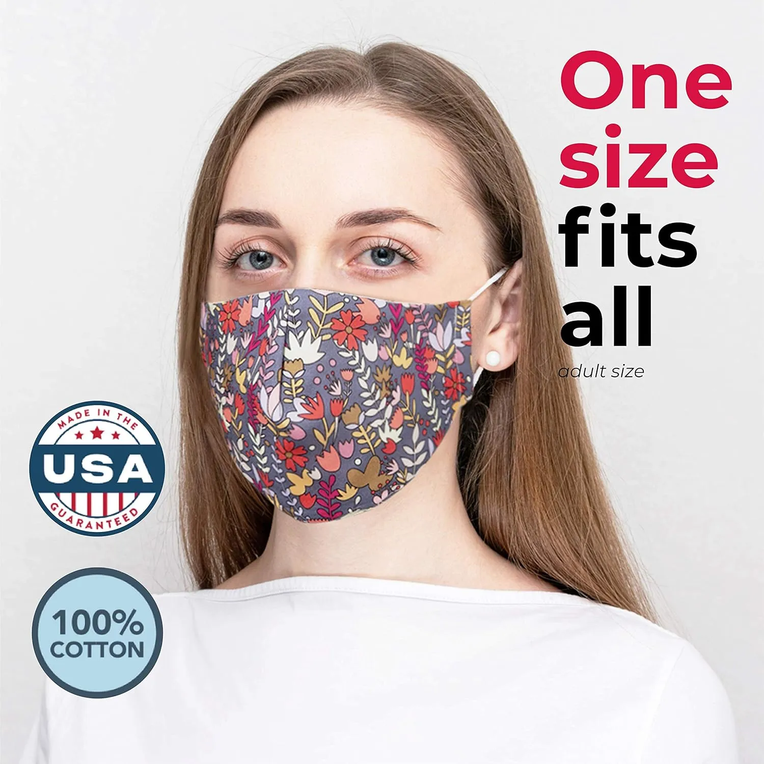Washable Reusable Triple Layered 100% Cotton Face Mask with Filter Pocket Made in USA